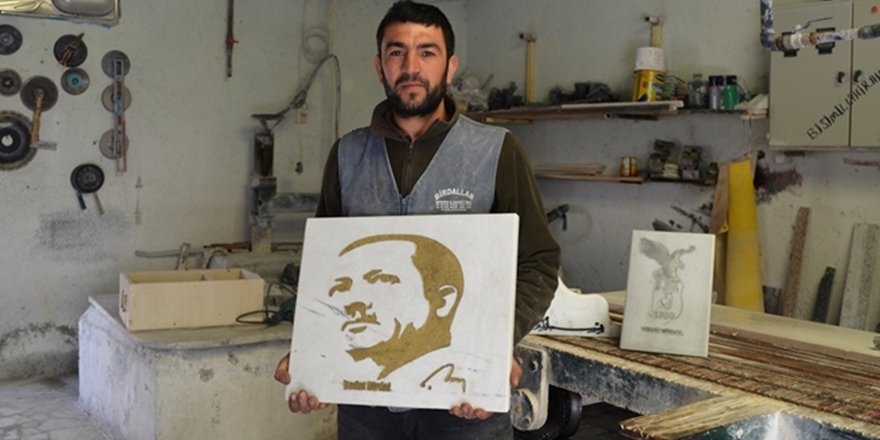 Cumhurbaşkanı Erdoğan’ın Portresini Mermere İşledi