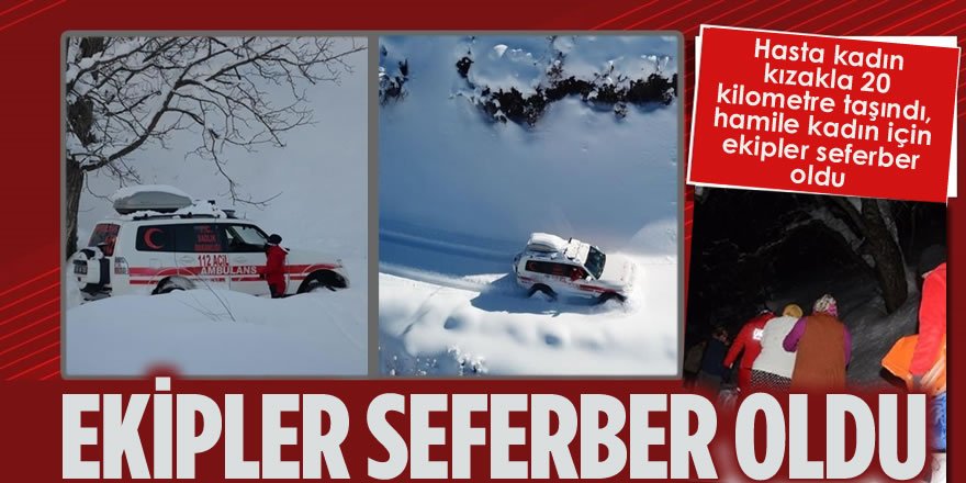 Hasta Kadın Kızakla 20 Kilometre Taşındı, Hamile Kadın İçin Ekipler Seferber Oldu