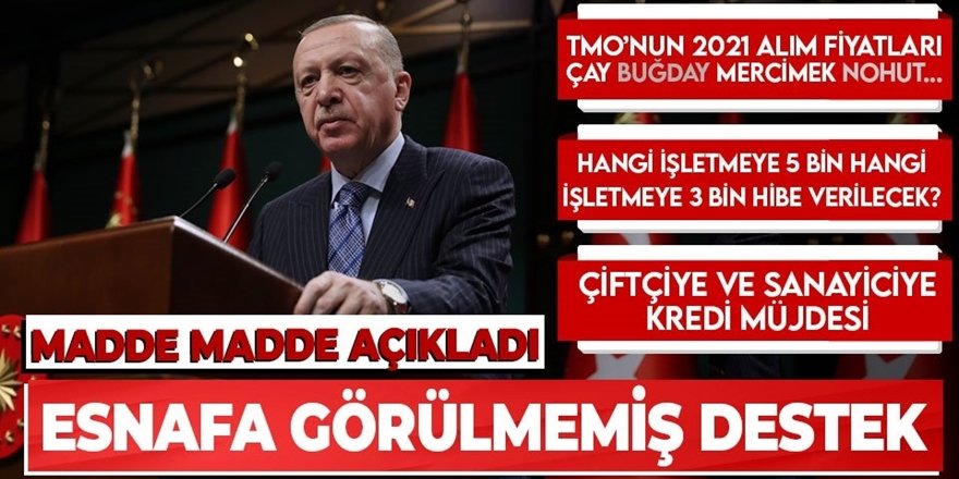 Başkan Erdoğan Açıkladı! İşte Esnafa ve Çiftçiye Destek Paketinin Detayları...